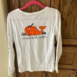 Vineyard Vines White Shirt with Orange Whale Logo